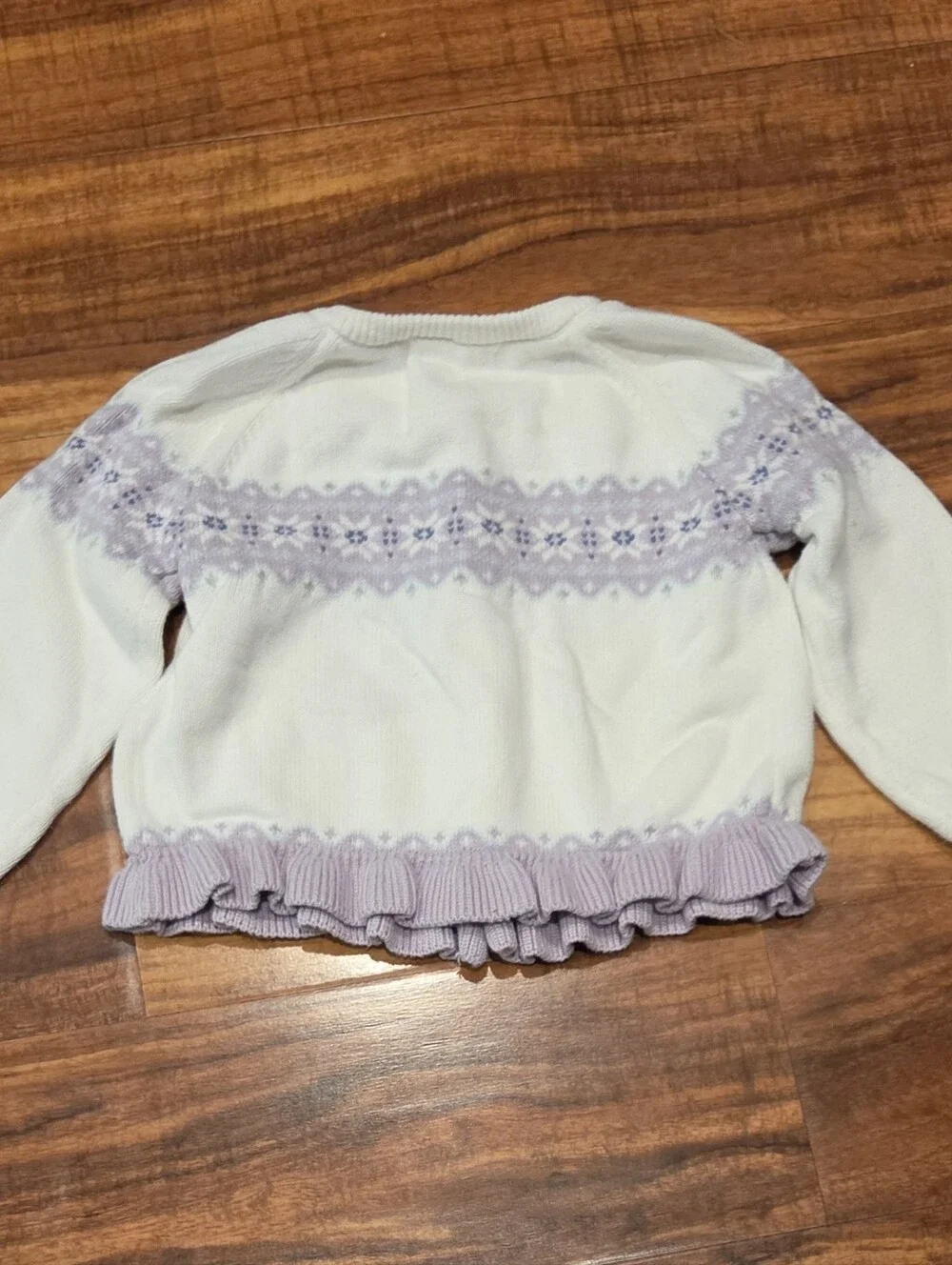 Janie and Jack EUC 18-24 months ivory and purple fair isle sweater and pants set